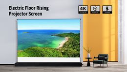 Topkwaliteit 72 inch elektrisch vloerstaand projectorscherm Wit bioscoopscherm Materiaal Home Cnema 4K filmprojectiescherm