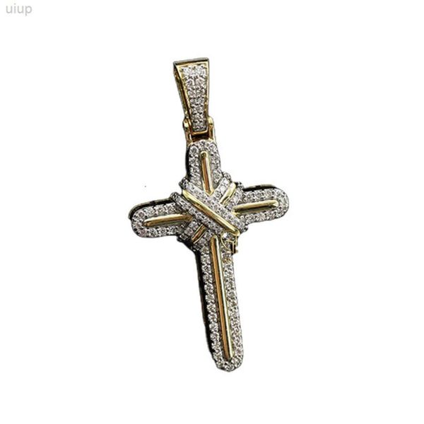 Bijoux personnalisés en argent 925 pour hommes, qualité supérieure, diamant Moissanite, finition or, buste vers le bas, Style hip hop, pendentif croix à breloque