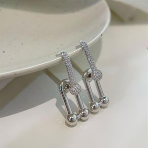 Top Quality 925 Silver Hard Wear Boucles d'oreilles en strass pour femmes Big Size204e