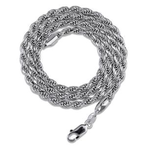 Topkwaliteit 925 Sterling Silver Twist Chain ketting 3 mm 18 22 inch choker touw ketting kettingen hiphop rapper sieraden geschenken voor mannen vrouwen