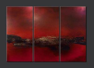 Top qualité et 100 peint à la main classique rouge foncé paysage abstrait peinture sur toile pour la décoration HomeBusiness 3pcs9855114