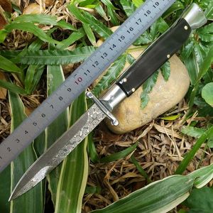 Topkwaliteit Automatische tactische vouwmes VG10 DAMASCUS STEELS Blade Ebony + Steel Sheet Handle EDC Pocket Gift Messen