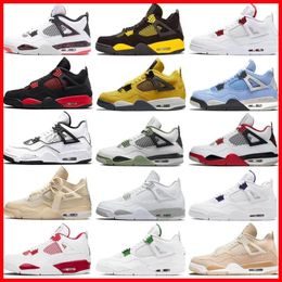 4 4S Chaussures de basket-ball noir pin vert militaire minerai minerai bleu rouge thunder midnight marine offes-white oreo baskets pour hommes femmes entraîneurs de plein air 5-13