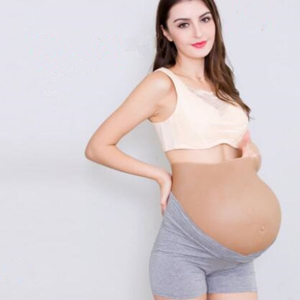 Piel biónica de alta calidad de 2 a 10 meses y de 5 a 10 gemelos vientre completo de silicona barriga de embarazada falsa realista