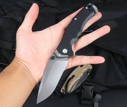 Cuchillo plegable BK de calidad superior 8Cr13Mov Hoja de punta de caída satinada Negro / Arena G10 Mango para acampar al aire libre Senderismo Supervivencia Carpeta táctica Cuchillos Herramientas EDC