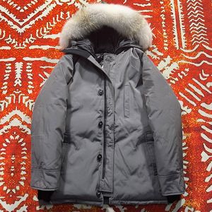 Top qualité badge noir extra vers le bas hommes Parkas veste fourrure à capuche couche de finition Budge taille coupe-vent chaud hommes fermeture éclair épais vestes imperméable coupe-vent