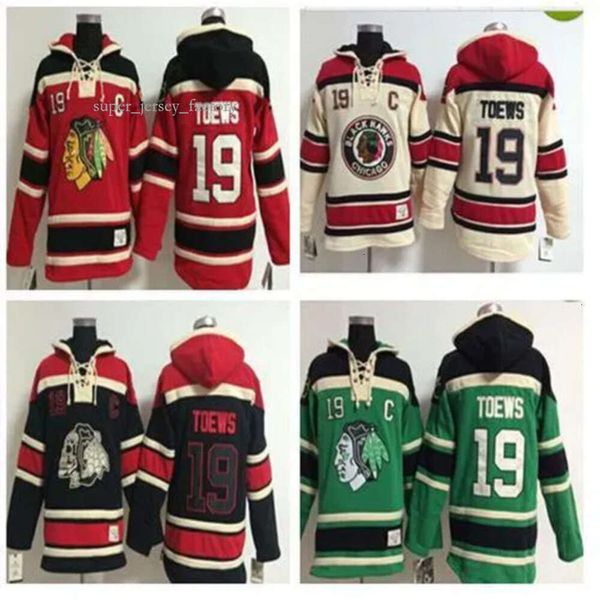 Calidad superior Blackhawks Old Time Hockey Jerseys 19 Jonathan Toews Sudadera con capucha Sudaderas Chaqueta de invierno Orden de mezcla 5961 3