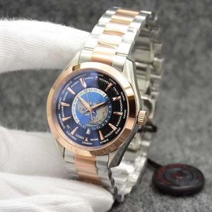 Topkwaliteit blauwe wijzerplaat AQUA TERRA 150M Worldtimer Limited horloge 41 mm automatisch uurwerk Oceaan roestvrijstalen sport Sea Around the World herenhorloges