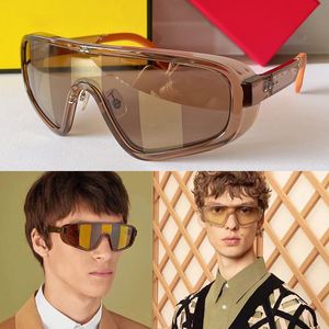 Lunettes de soleil Botanical Shield de qualité supérieure Hommes marron cadre moulé par injection motif miroir imprimé Femmes M0084S Oversize Goggle Shape Retro Outdoor Shades conduite