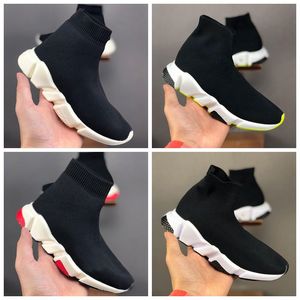 Mode jongens meisjes sok kid casual baby schoenen buitenshuis sportschoenen Parijs designer triples licht ademend zwart wit klassiek roze groen langzaam sneakers maten 24-35