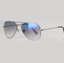 Gafas de sol piloto de diseñador de marca de alta calidad para hombres Mujeres 5862 mm Metal marco de metal UV400 Lente de vidrio de gradiente con estuche minorista y 1315526