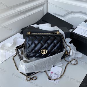 Top qualité marque sac bandoulière sac à main portefeuille à carreaux double lettre bouton solide coton motif en peau de mouton sac à main de luxe pour femmes avec boîte