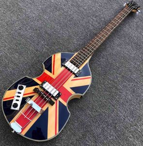 Drapeau britannique de qualité supérieure Hof Violin 4 cordes Guitare basse électrique BB-02 Icon Series Érable flammé vintage CT basse Guitare livraison gratuite