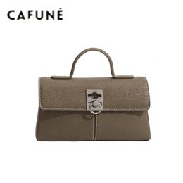 Topkwaliteit cafune tas houding portemonnee echte lederen ontwerper luxe vierkante crossbody schouder neiging dames handtas 240429