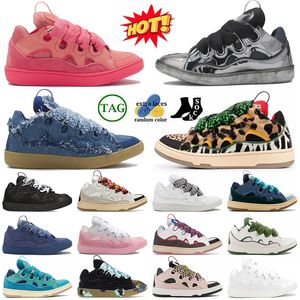 Chaussures de concepteur Nappa Curb de la haute qualité Chaussure pour femmes pour hommes Low Og Oggoter Hightop Suede Flat Trainers Luxury Plateforme en cuir en cuir Bleu Venus Pink Sneakers