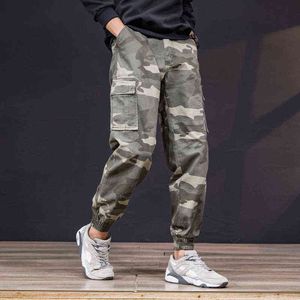 Topkwaliteit Camouflage Cargo Broek Mannen 100% Katoen Losse Fit Militaire Broek Khaki Broek Casual Man Broek Streetwear Joggers H1223