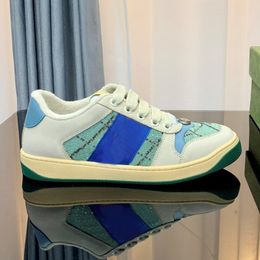 Topkwaliteit casual schoenen ontwerper vuile klassieke sneakers platte bodem noodlijdende screener blauw rode streep rubberen schoen laag leer