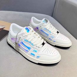 Topkwaliteit Casual Schoenen Luxe 2023 Skel Lage Top Sneakers Botten Lederen Trainers Schedel Dames Heren Reflecterend Skelet Feest Bruiloft Mesh Skateboard Wandelen E