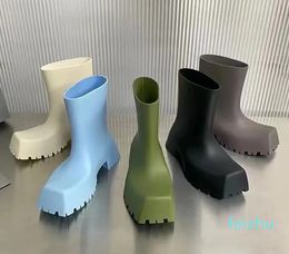 topkwaliteit Casual Schoenen Luxe Parijs rubber Trooper laarzen regen heren vierkante neus korte buis dikke zool en kuit antislip waterdicht nieuw ontwerper paar Marti