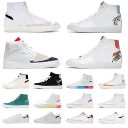 Chaussures de sport de qualité supérieure Blazer Mid 77 Hommes Femmes Low Vintage Sports Sneakers Blanc Noir Indigo Bleu Baskets en cuir