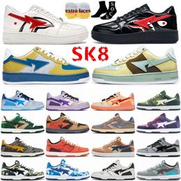 Top Qualité Casual Chaussures Stask8 Designer Sta Sk8 Low Hommes Femmes Cuir Verni Noir Blanc Abc Camo Camouflage Skateboarding Sports Ly Baskets Baskets