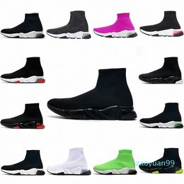 Chaussures de sport de qualité supérieure avec boîte de haute qualité Paris Hommes Femmes Vitesse semelle transparente Baskets Chaussette en tricot Blanc Noir Kaki Filigrane baskets chaussures Taille 36-46