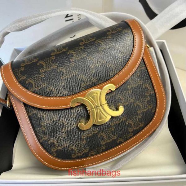 Qualité supérieure Marque Celins classique caviar en cuir véritable bagages bandoulière nouveau sac de selle triomphal original boîte en peau de vache avec logo original