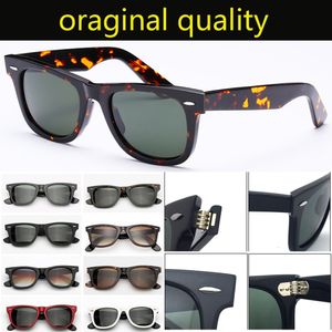 Top qualité classique 50mm 54mm taille Lunettes De Soleil Hommes Femmes Acétate Cadre Verres En Verre Réel mâle Lunettes De Soleil Oculos De Sol