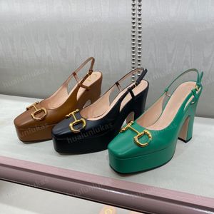 Pombas de plataforma de tacón de cuero de cuero genuino de alta calidad zapatos de fiesta Sandalias de diseño de lujo para femeninos con cajas de 12 cm