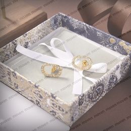 Top qualité classique perle goujons diamant lettre boucles d'oreilles design femmes strass pendentif boucles d'oreilles pendantes avec boîte-cadeau anniversaire