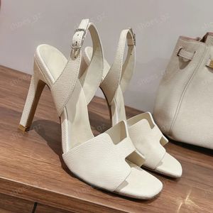 Sandalias de mujeres de alta calidad Fashion de verano Tisos altos con correa para mujeres Sandalias de tacón de tacón de tacón de cuero 10.5 cm Sandalias de diseñador de lujo para mujeres