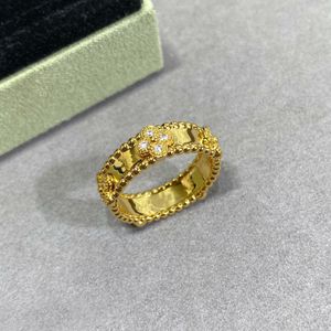 Topkwaliteit Clovers Diamond Ring voor dames heren S925 sterling zilver 18k goud Clover Caleidoscoop Ring Modemerk Partij Favor Klassiek Luxe Sieraden cadeau