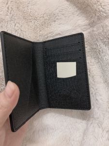 Porte-monnaie de qualité supérieure Marque de mode Designer mini portefeuille porte-cartes portefeuilles à deux volets Grille noire avec pince à billets en cuir véritable