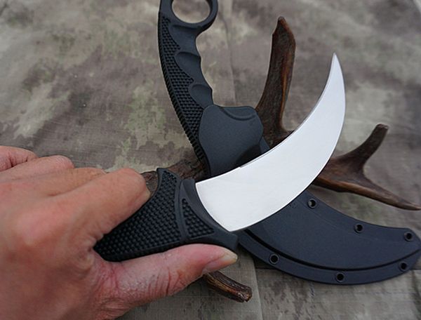 Couteau Tiger Karambit de qualité supérieure Couteaux à griffes VG1 Lame en satin Couteau à manche Kraton Couteaux tactiques avec Kydex