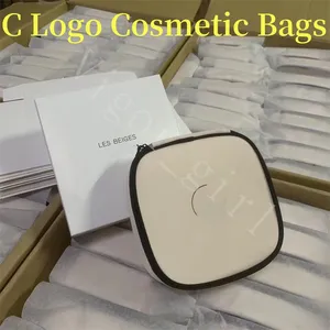 Topkwaliteit cosmetische tassen voor meisjes Designer witte kleur katoenen tassen Mini Case Bags Rits Logo Print Toilettas met grote capaciteit met doos Make-uptas voor vrouwen Gratis schip