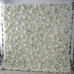 Mur de fleurs 3D créatif de qualité supérieure 8X8Ft fait avec du tissu enroulé Arrangement de fleurs artificielles décoration de toile de fond de mariage