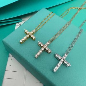 Topkwaliteit cross diamant hanger ketting ontwerper voor vrouwen 925 sterling zilveren sieraden retro vintage diamanten kettingen heren kettingfeestje verjaardagsgeschenk groothandel