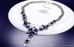 Top qualité cristal fleur colliers pendentif clavicule bijoux élégant bleu collier pour fête de mariage bijoux de mariée 6326096