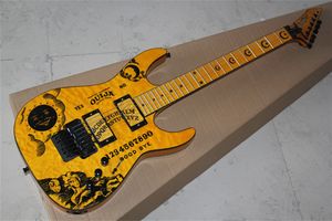 Topkwaliteit aangepaste winkel KH-2 Kirk Hammett Ouija frets gele elektrische gitaar zwarte hardware groothandel