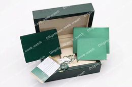 Topkwaliteit Dark Green Watch Boxes Gift Woody Case voor R Watchs Booklet Card Tags en Papers Zwitsers Horloges Boxe
