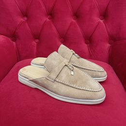 Topkwaliteit Designer Babouche Walk Loafers Suède Kalfsleer Zomer Slippers Voor Mannen Vrouwen Zwart Bruin Platte Schoenen Met Doos