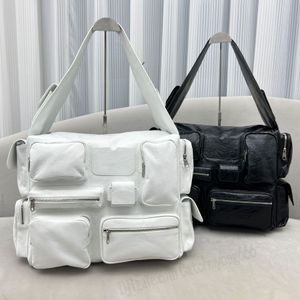 Sac de designer de qualité supérieure hommes grand sac à bandoulière en peau de mouton véritable cuir femmes fourre-tout multi poches sac à main 10A qualité sac à bandoulière blanc noir