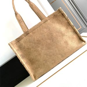 Topkwaliteit Designer tas presbyopie bedrukte stof Jacquard met rundleer Tote tassen one-shoulder handtas groot vrouwelijk bruin spell wit.