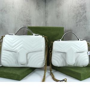 Bolsos de diseñador de alta calidad Bolsos de cadena Mujer Moda Bolso de hombro Diseñadores Bolsos Señora Banquete de cuero genuino Negro Mensajero blanco