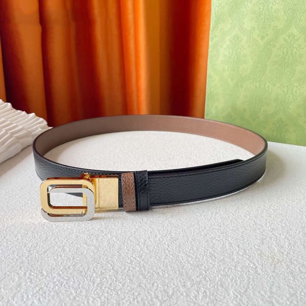 Ceinture de créateur de qualité supérieure pour femme, marque de luxe, classique, imprimé en cuir de veau original avec boucle en cuivre rotative, double face disponible, largeur de ceinture 3,0 cm