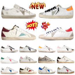 Fashion Top Quality Designer Casual Golden Goode Chaussures en daim bas Flat Italie Brand Trainers Luxury Womens Mens Superstar Le cuir plate-forme blanche Do-Old Dirty Sneakers