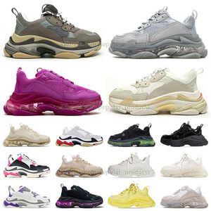 Tops Balencigaly Designer Classic Triple S Chaussures décontractées noires gris tout blanc vert rose rose violet orange gris rouge bleu hommes femmes Paris de plate-forme de Paris