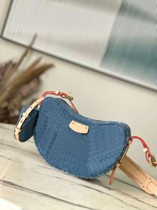 Designer de qualité supérieure Croissant MM Sacs d'épaule lettre et imprimerie de fleurs en denim stiching en cuir baguette sacs de baguette en or