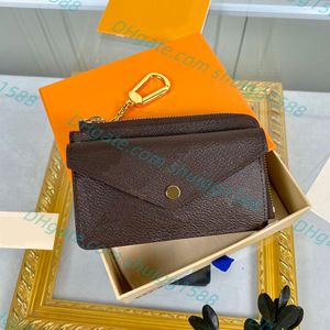 Diseñador de alta calidad Moda Mini Zippy Wallet Ocio Exclusivo Llaveros Titular de la tarjeta Dermis Charm Key Bolsa Letra Grid Impresión Monedero Bolsas con caja