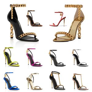 Tom Ford TomFord tomfords Dress Shoes Designer Heels Sandal Woman 10 CM High Heel Stiletto Genuine Leather【code ：L】 Leopard Glod Chain Loafers